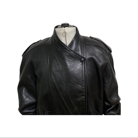 Vintage Slouchy Leather Jacket - Unisex Small Oversized Fit - Picture 4 of 13